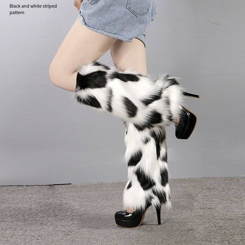 Luxury Faux Fur Boots Socks Sleeve Fashion Long Short Leggings Warms